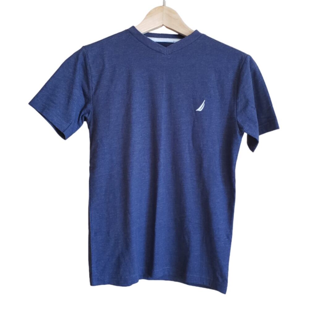 Nautica Boy's Navy Blue Short Sleeve Shirt Medium (10/12)